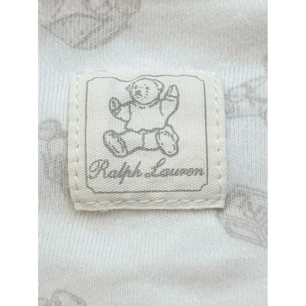 Ralph Lauren Baby Long Sleeve Cotton Bear Print One Piece Footie PJs. 9 Months.